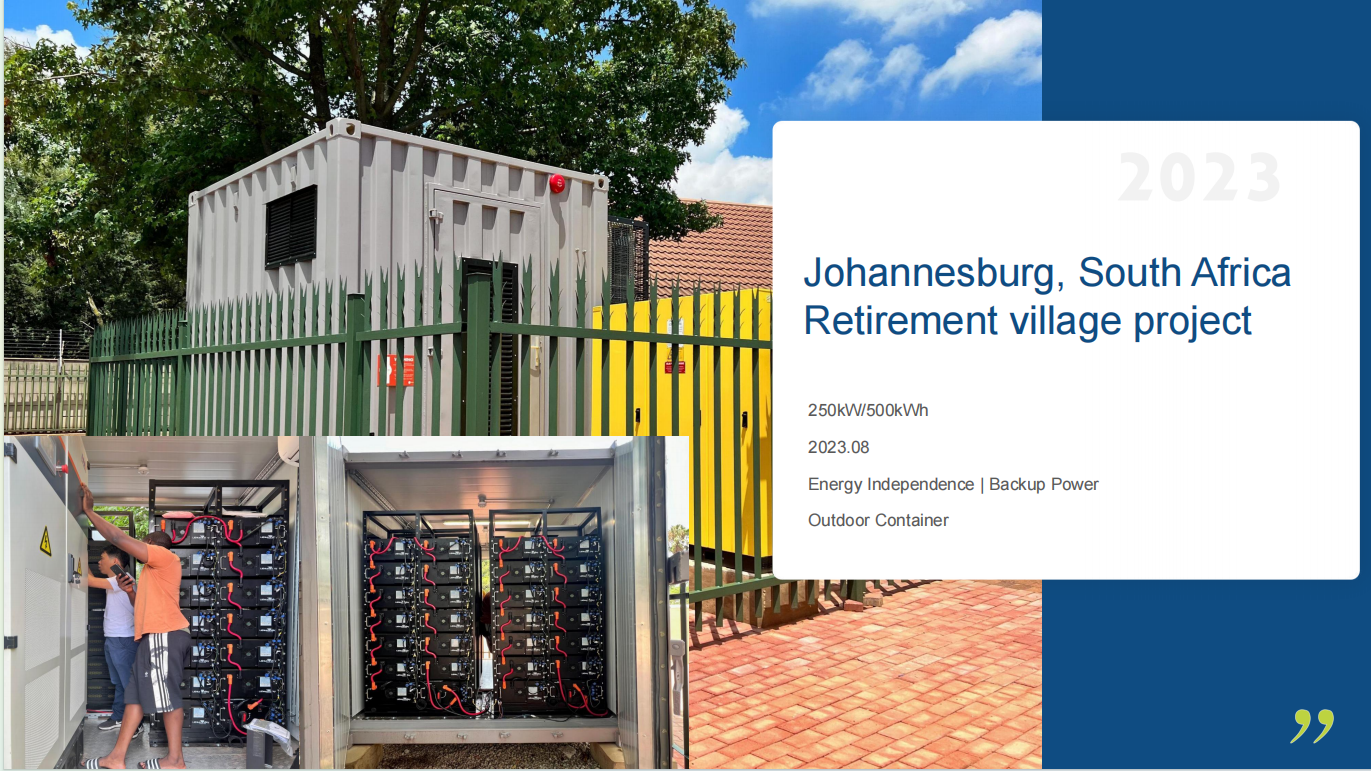 Johannesburg, South Africa Retirement village project 250kW/500kWh 2023.08 Energy Independence | Bac