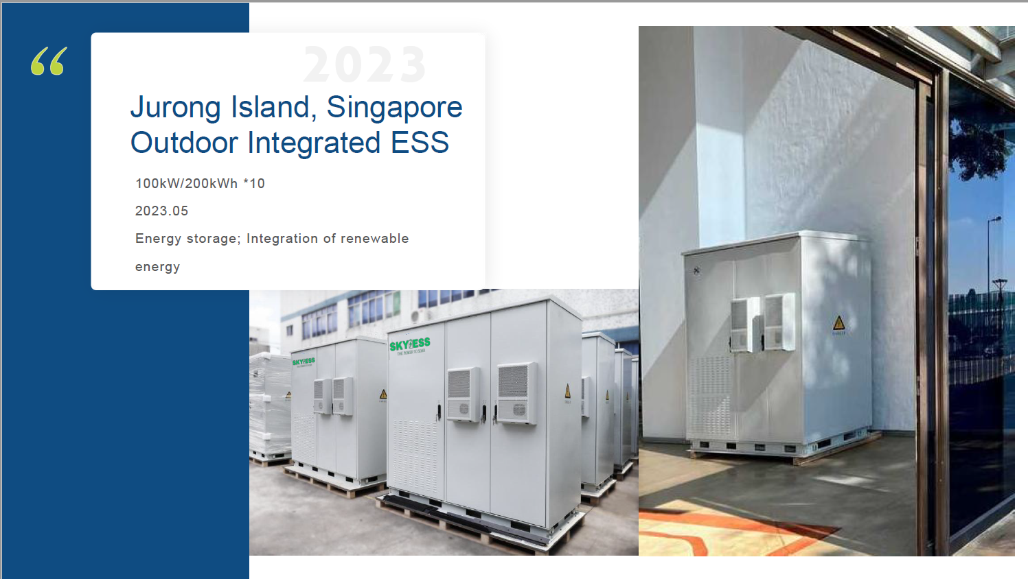 Jurong Island, Singapore Outdoor Integrated ESS 100kW/200kWh OUTDOOR BESS CABINET